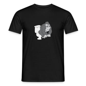 Gorilla auf Toilette - Männer T-Shirt - Schwarz - Vorne - AI Model Male 178 light (178cm)