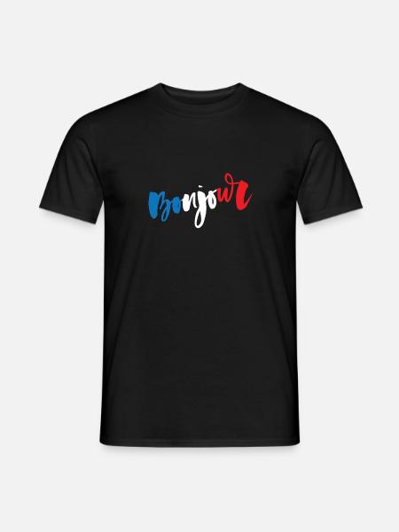 Frankreich - Fahne - Bonjour - Männer T-Shirt - Schwarz