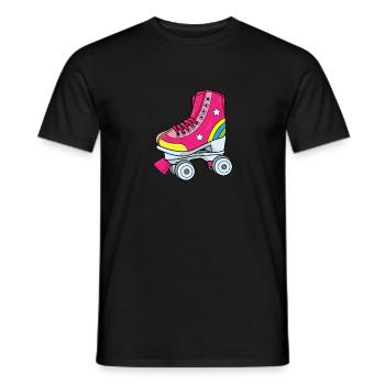 Patins à roulettes - Patin à roulettes rose avec arc-en-ciel - T-shirt homme - noir - Devant - AI Model Male 178 light (178cm)