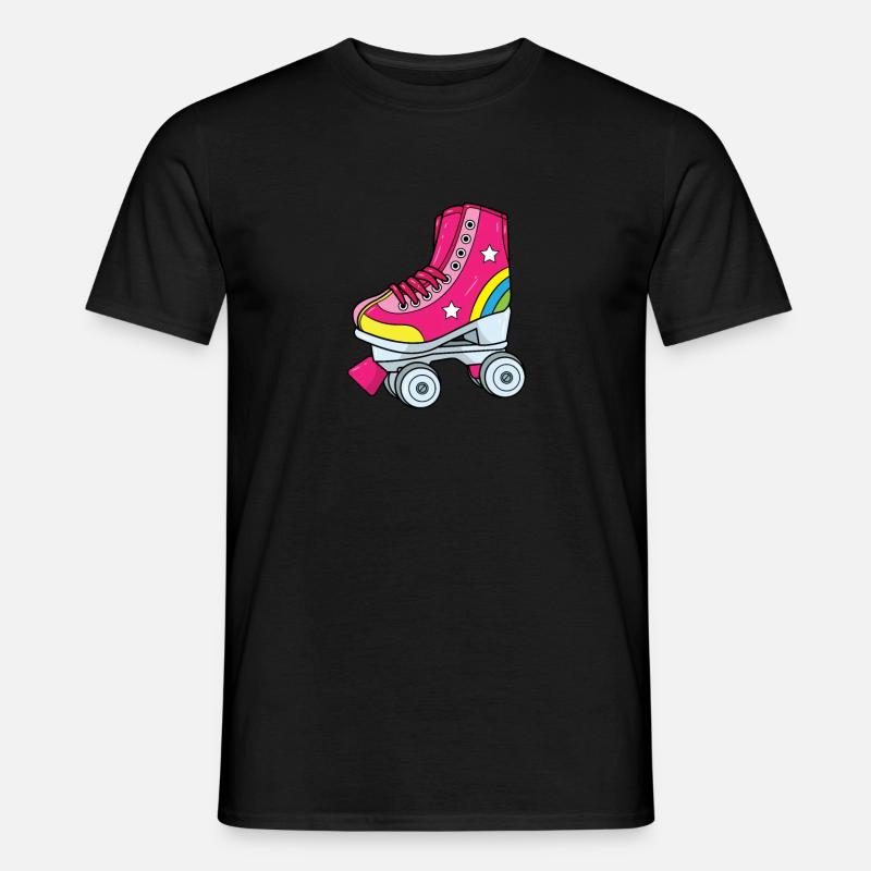 Rollschuhe - Pinker Rollschuh mit Regenbogen - Männer T-Shirt - Schwarz