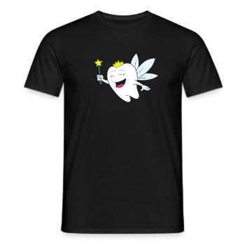 Fairy - Happy tooth fairy with crown and magic wand - Men's T-Shirt - black - Front - AI Model Male 178 light (178cm)
