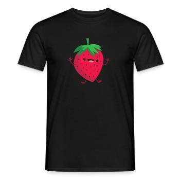 Erdbeere - fröhlich, glücklich, lachen, Hand, Fuß - Männer T-Shirt - Schwarz - Vorne - AI Model Male 178 light (178cm)