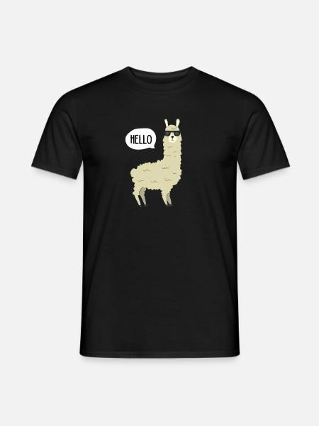Llama - HELLO llama with sunglasses - Men's T-Shirt - black