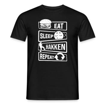 Eat Sleep Hakken Repeat - Gabber Hardstyle - Men's T-Shirt - black - Front - AI Model Male 178 light (178cm)