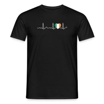 Irlande - Battements de cœur, pouls, ligne de cœur, ECG - T-shirt homme - noir - Devant - AI Model Male 178 light (178cm)