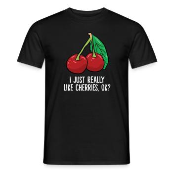 Kirsche - I just really like Cherries, ok? - Männer T-Shirt - Schwarz - Vorne - AI Model Male 178 light (178cm)