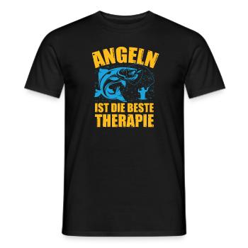Angeln ist die beste Therapie Angler Spruch - Männer T-Shirt - Schwarz - Vorne - AI Model Male 178 light (178cm)