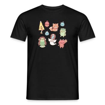 Cute Japanese Yokai Demons And Spirits - Men's T-Shirt - black - Front - AI Model Male 178 light (178cm)