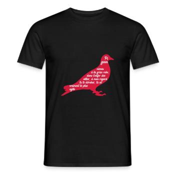 C'est arrivé près de chez vous - Poème Pigeon - T-shirt homme - noir - Devant - AI Model Male 178 light (178cm)