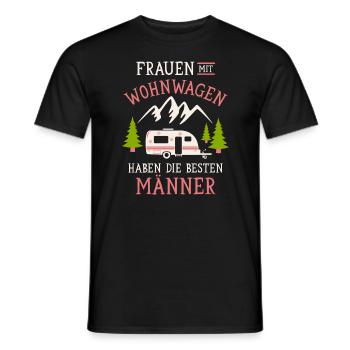 Camping Frauen Wohnwagen Camper Campingplatz - Männer T-Shirt - Schwarz - Vorne - AI Model Male 178 light (178cm)