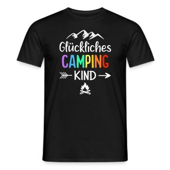 Glückliches Camping Kind Campingplatz Camper - Männer T-Shirt - Schwarz - Vorne - AI Model Male 178 light (178cm)