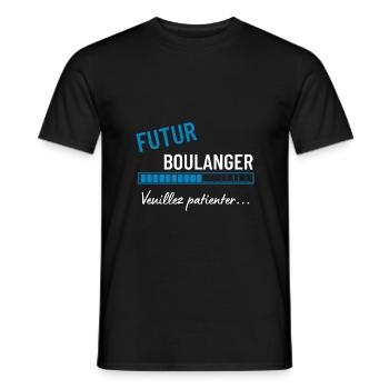 Futur boulanger veuillez patienter ! cadeau - T-shirt homme - noir - Devant - AI Model Male 178 light (178cm)