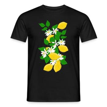 Lemons, branches, flowers - Men's T-Shirt - black - Front - AI Model Male 178 light (178cm)