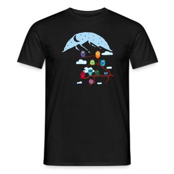 Conception graphique de paysages de montagne « Owl Conference » - T-shirt homme - noir - Devant - AI Model Male 178 light (178cm)