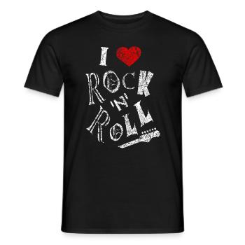 I love rock 'n' roll rockabilly rock and roll heart - Men's T-Shirt - black - Front - AI Model Male 178 light (178cm)