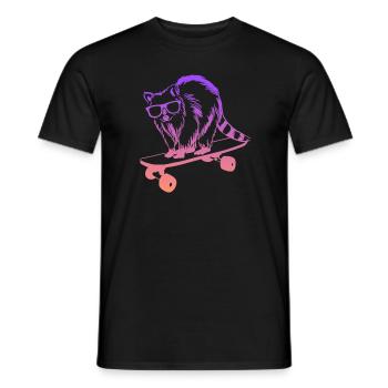 Skater Waschbär Skateboard Tricks Skateboarding - Männer T-Shirt - Schwarz - Vorne - AI Model Male 178 light (178cm)