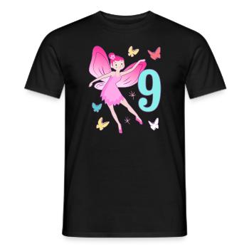 Fairy 9th birthday girl 9 years old Little fairies - Men's T-Shirt - black - Front - AI Model Male 178 light (178cm)