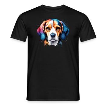 Beagle Dog Pedigree Dog in Colorful Neoon Colors - Men's T-Shirt - black - Front - AI Model Male 178 light (178cm)