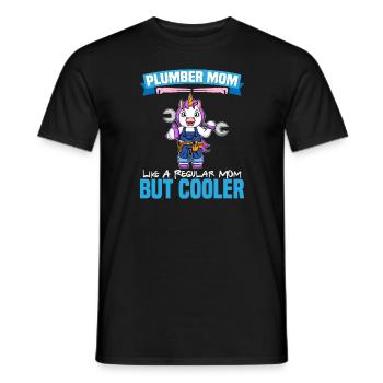 Maman plombière comme une maman régulière mais plus cool - T-shirt homme - noir - Devant - AI Model Male 178 light (178cm)
