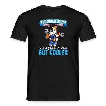 Maman plombière comme une maman régulière mais plus cool - T-shirt homme - noir - Devant - AI Model Male 178 light (178cm)
