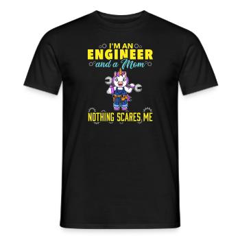 I'm An Engineer And A Mom Nothing Scares Me - Men's T-Shirt - black - Front - AI Model Male 178 light (178cm)