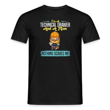 I'm A Technical Drawer And A Mom Nothing Scares Me - Männer T-Shirt - Schwarz - Vorne - AI Model Male 178 light (178cm)