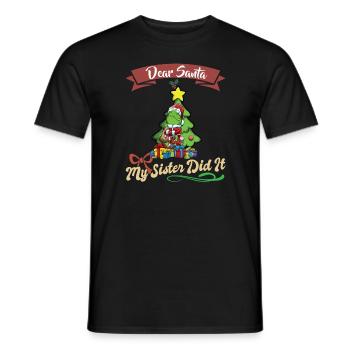 Cher Père Noël Ma sœur l’a fait frères et sœurs Noël - T-shirt homme - noir - Devant - AI Model Male 178 light (178cm)