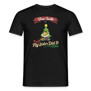 Cher Père Noël Ma sœur l’a fait frères et sœurs Noël - T-shirt homme - noir - Devant - AI Model Male 178 light (178cm)