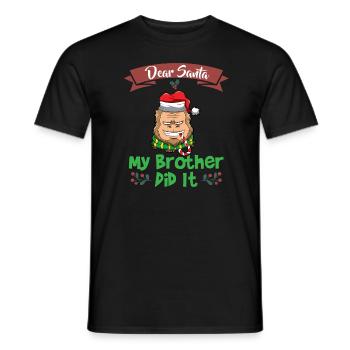 Cher Père Noël Mon frère l’a fait Frères et sœurs Noël - T-shirt homme - noir - Devant - AI Model Male 178 light (178cm)