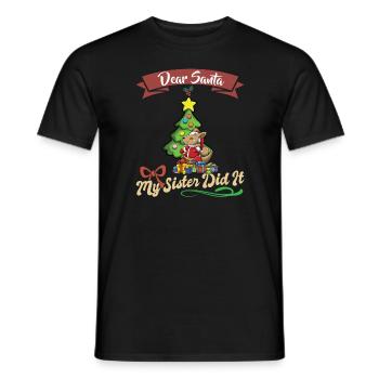 Cher Père Noël Ma sœur l’a fait frères et sœurs Noël - T-shirt homme - noir - Devant - AI Model Male 178 light (178cm)