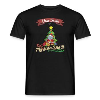 Cher Père Noël Ma sœur l’a fait frères et sœurs Noël - T-shirt homme - noir - Devant - AI Model Male 178 light (178cm)