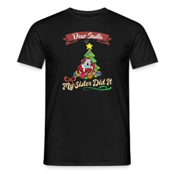 Cher Père Noël Ma sœur l’a fait frères et sœurs Noël - T-shirt homme - noir - Devant - AI Model Male 178 light (178cm)