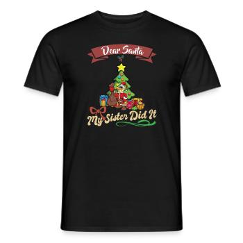 Cher Père Noël Ma sœur l’a fait frères et sœurs Noël - T-shirt homme - noir - Devant - AI Model Male 178 light (178cm)