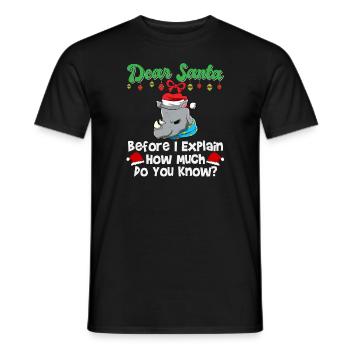 Cher Père Noël avant que j’explique combien savez-vous - T-shirt homme - noir - Devant - AI Model Male 178 light (178cm)