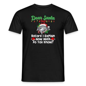 Cher Père Noël avant que j’explique combien savez-vous - T-shirt homme - noir - Devant - AI Model Male 178 light (178cm)