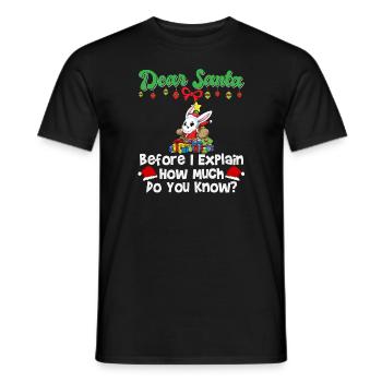 Cher Père Noël avant que j’explique combien savez-vous - T-shirt homme - noir - Devant - AI Model Male 178 light (178cm)