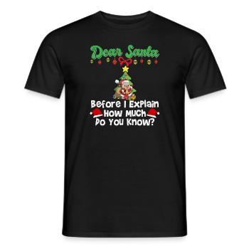 Cher Père Noël avant que j’explique combien savez-vous - T-shirt homme - noir - Devant - AI Model Male 178 light (178cm)