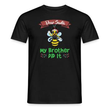 Cher Père Noël Mon frère l’a fait Frères et sœurs Noël - T-shirt homme - noir - Devant - AI Model Male 178 light (178cm)