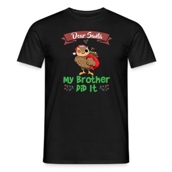 Cher Père Noël Mon frère l’a fait Frères et sœurs Noël - T-shirt homme - noir - Devant - AI Model Male 178 light (178cm)