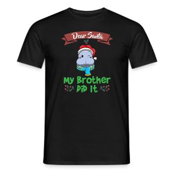 Cher Père Noël Mon frère l’a fait Frères et sœurs Noël - T-shirt homme - noir - Devant - AI Model Male 178 light (178cm)