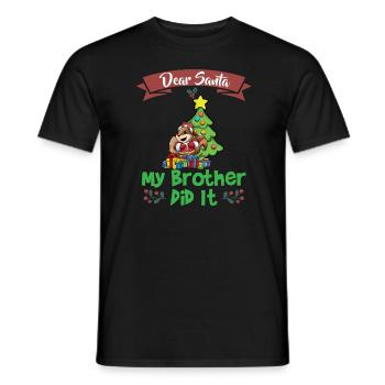 Cher Père Noël Mon frère l’a fait Frères et sœurs Noël - T-shirt homme - noir - Devant - AI Model Male 178 light (178cm)