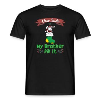 Cher Père Noël Mon frère l’a fait Frères et sœurs Noël - T-shirt homme - noir - Devant - AI Model Male 178 light (178cm)