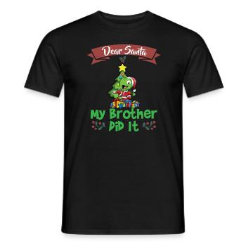 Cher Père Noël Mon frère l’a fait Frères et sœurs Noël - T-shirt homme - noir - Devant - AI Model Male 178 light (178cm)