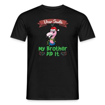 Cher Père Noël Mon frère l’a fait Frères et sœurs Noël - T-shirt homme - noir - Devant - AI Model Male 178 light (178cm)