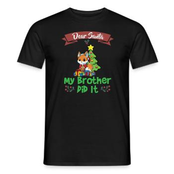 Cher Père Noël Mon frère l’a fait Frères et sœurs Noël - T-shirt homme - noir - Devant - AI Model Male 178 light (178cm)