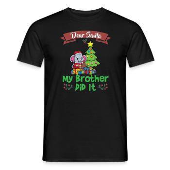 Cher Père Noël Mon frère l’a fait Frères et sœurs Noël - T-shirt homme - noir - Devant - AI Model Male 178 light (178cm)