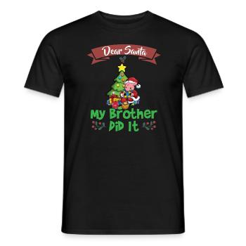 Cher Père Noël Mon frère l’a fait Frères et sœurs Noël - T-shirt homme - noir - Devant - AI Model Male 178 light (178cm)
