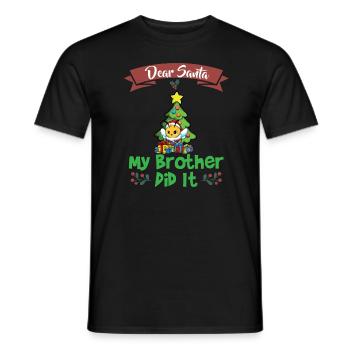 Cher Père Noël Mon frère l’a fait Frères et sœurs Noël - T-shirt homme - noir - Devant - AI Model Male 178 light (178cm)