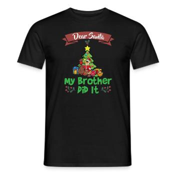 Cher Père Noël Mon frère l’a fait Frères et sœurs Noël - T-shirt homme - noir - Devant - AI Model Male 178 light (178cm)