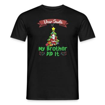 Cher Père Noël Mon frère l’a fait Frères et sœurs Noël - T-shirt homme - noir - Devant - AI Model Male 178 light (178cm)